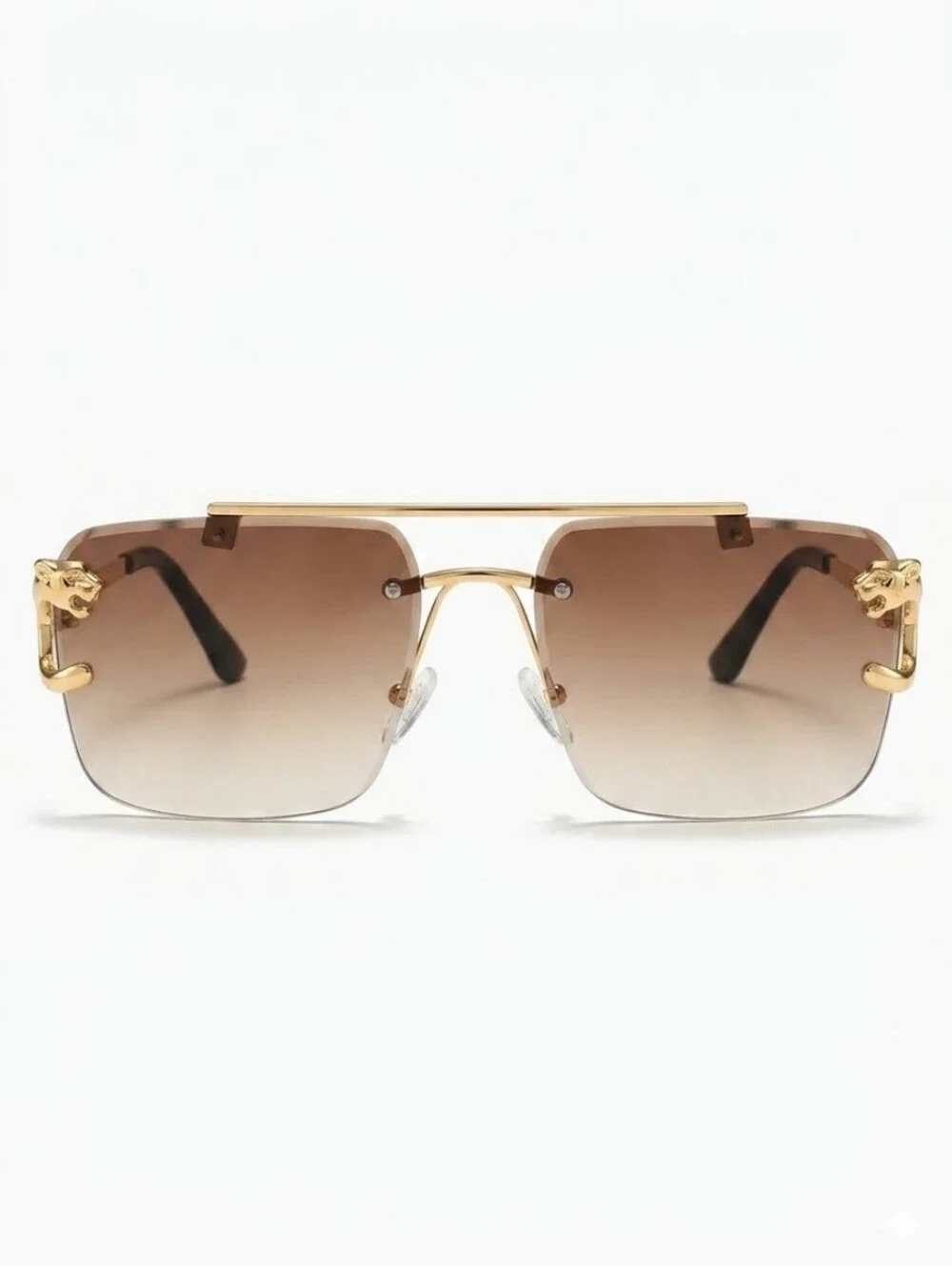 Michael Kors Gold Rimless Jaguar Detail Sunglasses Rose Tint With Hardshell Case